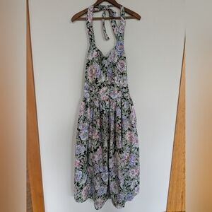 80s -Eileen West - Made In USA Halter Sundress